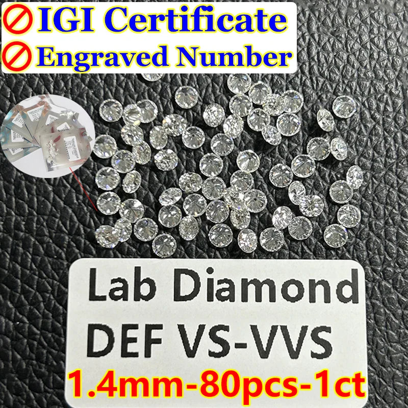 0.1–5CT Super White Lab-Grown Diamond Loose — IGI/GIA Certified, HPHT & CVD, DEFG VVS-SI, Diamond Tester Approved for Wedding Jewelry