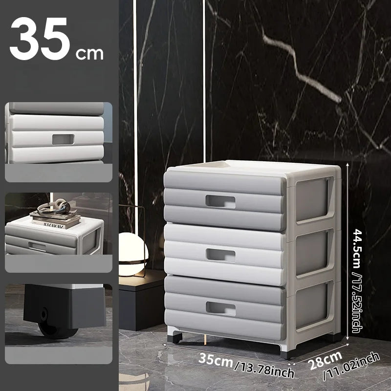 13.78" Wide Rolling Drawer Storage Cabinet — 3-6 Tier Mobile Organizer with Wheels, Gray or Brown for Living Room & Bedroom