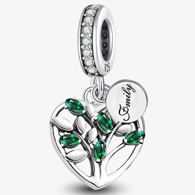 925 Sterling Silver Pink Heart Charm - Zircon Love Pendant Bead for DIY Bracelets, Bangles & Women’s Jewelry