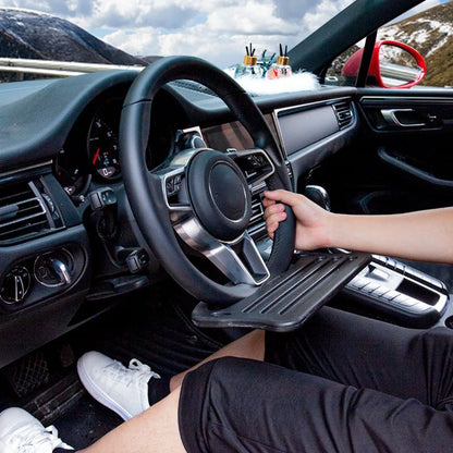 Portable Car Laptop Desk Mount - Steering Wheel Work, Food & Drink Tray Table for Travel Convenience