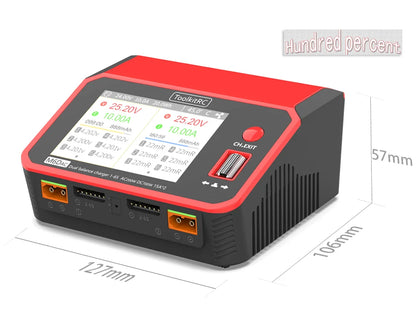 NEW ToolkitRC M6DAC Dual Channel Smart LiPo Battery Charger – 200W AC, 350W DC, 15A for 1-6S LiHV with 65W PD