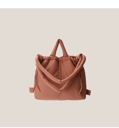 2023 Casual Nylon Padded Tote Bag – Soft Puffer Shoulder & Crossbody Handbag for Women, Large Capacity Vintage Design