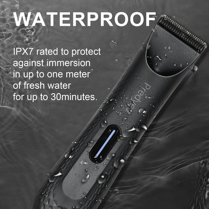 Electric Groin Hair Trimmer for Men – Waterproof Body Groomer with Replaceable Ceramic Blade