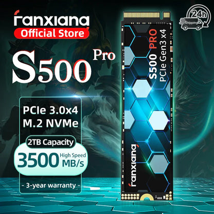 Fanxiang S500 Pro M.2 SSD 512GB, 1TB, 2TB - 3500MB/s NVMe PCIe 3.0 Internal Solid State Drive for Laptop & Desktop