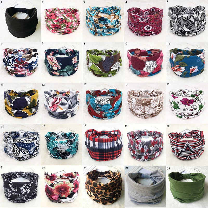 Bohemian Wide Cotton Stretch Headband for Women – Turban Headwrap, Bandage Hairband, Bandana Hair Accessories