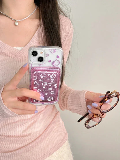 Hello Kitty MagSafe Wallet Case for iPhone 12–16 Pro Max – Cute Sanrio Magnetic Holder with Wireless Charging & Hard Cover