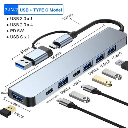 8-in-1 USB-C Hub – Type-C 3.1 to 4K HDMI Adapter with RJ45, SD/TF Card Reader & PD Fast Charging for MacBook & Laptops