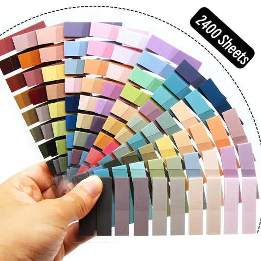 2400PCS Transparent Colorful Sticky Notes Set – Creative Self-Adhesive Index Memo Pads for Office, School & Study Organization