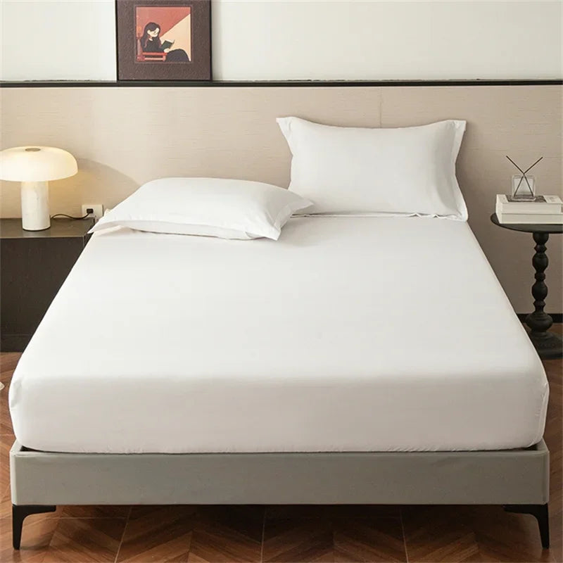 Soft Elastic Fitted Bedsheet with Deep Pocket Band – Twin/Full/Queen/King Size Bed Linen Cover (No Pillowcase)