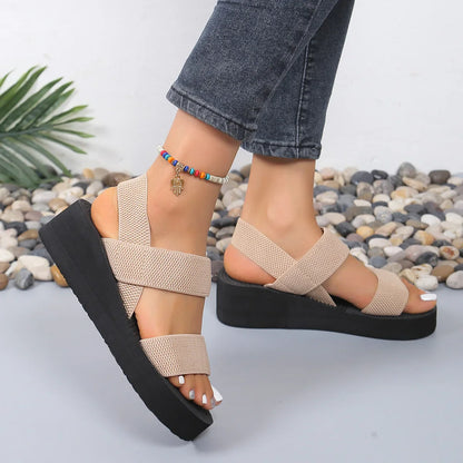 Women’s Slingback Wedge Sandals – Lightweight Summer Slides with Thick Sole Roman Style Slippers