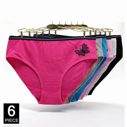 Women’s Cotton Briefs Set - Sexy Print Mid-Rise Plus Size Panties 2XL-4XL Soft Breathable Underwear 6Pcs