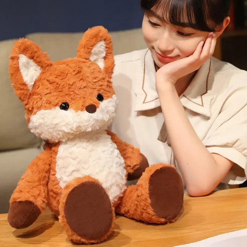 35cm/50cm Cute Fluffy Orange Fox Plush Toy – Soft Cartoon Stuffed Doll, Perfect Birthday Gift