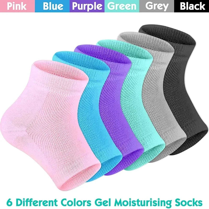 Silicone Heel Socks Foot Care - Moisturizing Gel Heel Protectors for Cracked Dry Feet, Pain Relief & Plantar Support