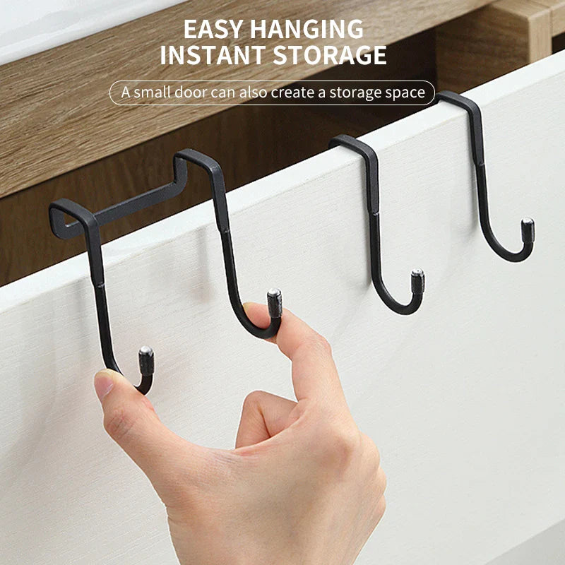 Stainless Steel Double S Hooks — Punch-Free Wall Hangers for Bathroom, Kitchen & Door Towel Storage