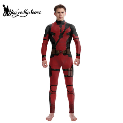 “You’re My Secret” Superhero Cosplay Costume – Deadpool & Wolverine Jumpsuit Bodysuit for Men, Halloween & Party