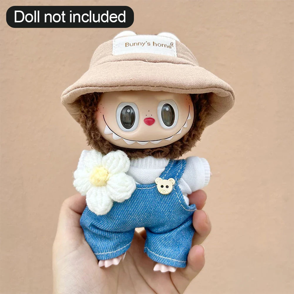 17cm Labubu Doll Clothes — DIY Accessories Heartbeat Long-Eared Furry Rabbit Costume | Cartoon Dress-Up Outfit
