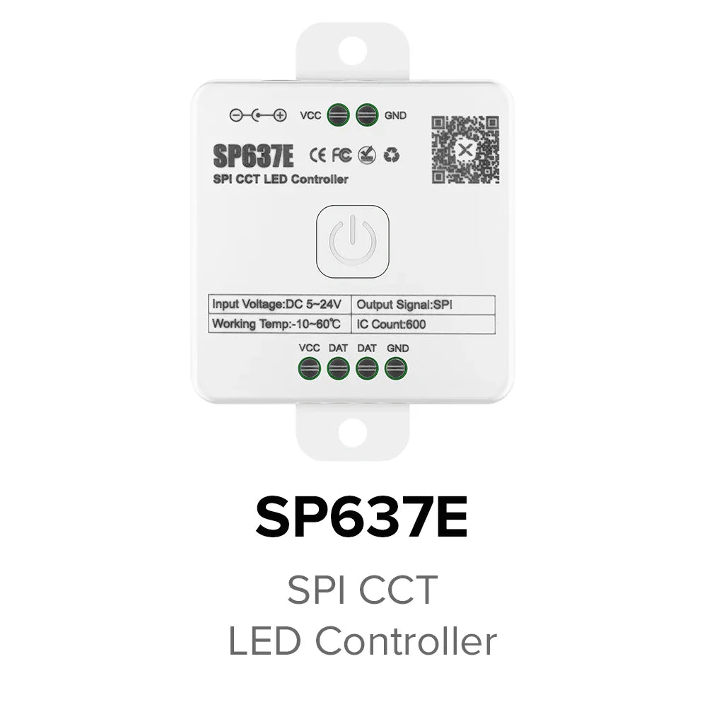 SP630E All-in-One LED Controller 5CH PWM SPI, RGB/RGBW/CCT Music Sync Bluetooth, Compatible with WS2812B WS2811 SK6812 FCOB 5050 5V–24V LED Strip