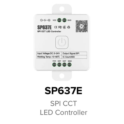 SP630E All-in-One LED Controller 5CH PWM SPI, RGB/RGBW/CCT Music Sync Bluetooth, Compatible with WS2812B WS2811 SK6812 FCOB 5050 5V–24V LED Strip
