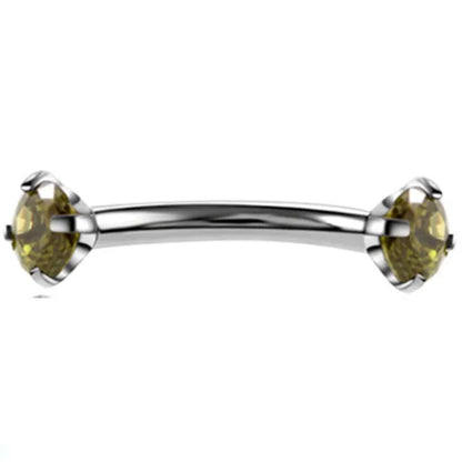 Crystal Curved Barbell Piercing Earrings – Daith, Helix, Tragus & Cartilage Body Jewelry Stud Ring