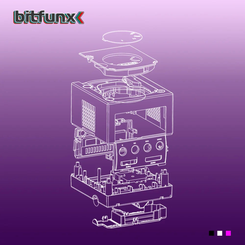 Bitfunx GameCube NGC Replacement Shell – Transparent Purple & Black Case for GC Console