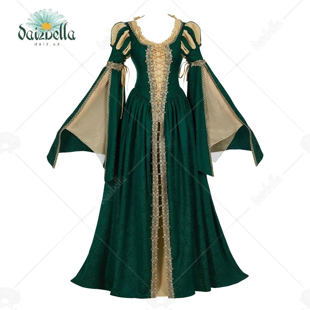 Women’s Renaissance Medieval Dress - Vintage Lace Wide-Sleeve Costume for Renaissance Fairs