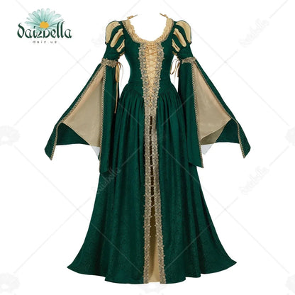 Women’s Renaissance Medieval Dress - Vintage Lace Wide-Sleeve Costume for Renaissance Fairs