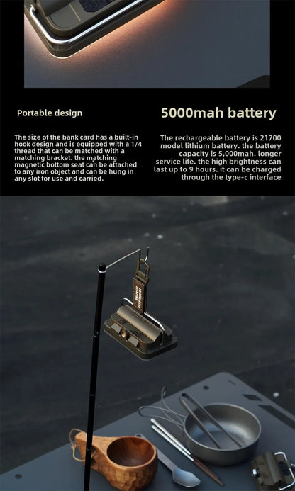 5000mAh LED Camping Tent Light — Rechargeable Waterproof Portable Hanging Night Lamp