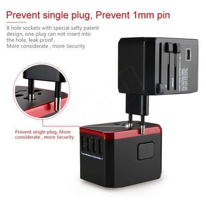 Melery Travel Smart Adapter – International Wall Plug with USB Type-C Charger for US, EU, UK, AU Compatible with iPhone, iPad & Android