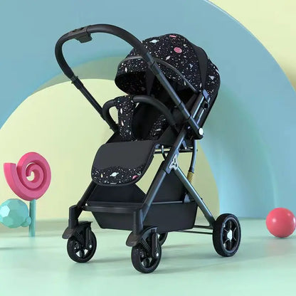 Lightweight Two-Way Baby Stroller — High Landscape, Spine Protection, 4-Wheel Newborn Push Trolley