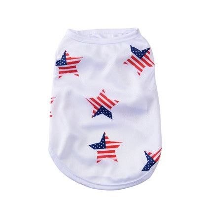 Summer Patriotic Dog Vest - Breathable Independence Day 4th of July Pet T-Shirt for Small Medium Dogs Cats