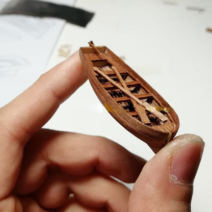 1/96 Mini Wooden Lifeboat Model Kit – Hand-Assembled Boat Toy