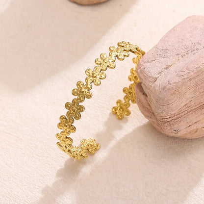 Punk Sunflower Fish Gold Stainless Steel Bracelet – Trendy Women’s Bangle Wedding Couple Jewelry