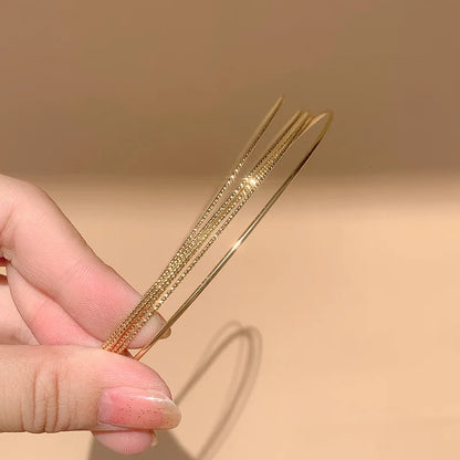 Thin Gold Multilayer Alloy Headband – Double Root Metal Hair Hoop for Women, Smooth & Stylish Hair Accessory