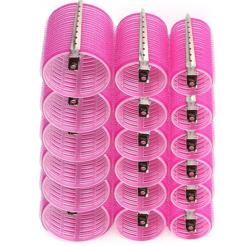 28pcs Hair Roller Set – 18 Plastic Self-Grip Curlers in 3 Sizes with 10 Metal Clips for DIY Hairdressing