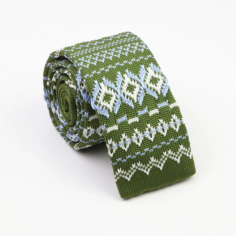 Classic Knit Neck Tie for Men — 6cm Plaid & Dots Casual Business Wedding Tie