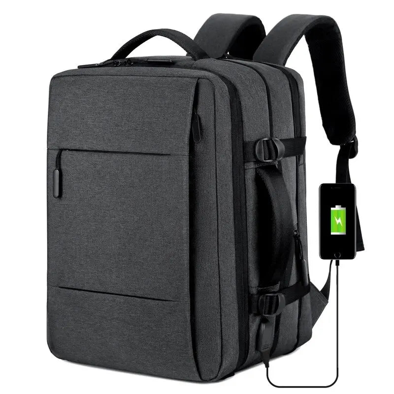 Classic Men's Travel Backpack | Business & School | Expandable USB Bag | Large Capacity Laptop Waterproof Fashion
