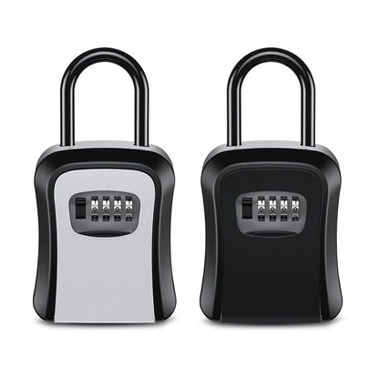 4 Digit Outdoor Password Key Box with Waterproof Steel Wire Hanging Hook - Free Installation & Extended Locking Storage