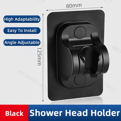 Universal No-Drill Adjustable Shower Head Holder – Wall-Mounted Bracket with Stable Rotation for Bathroom Accessories