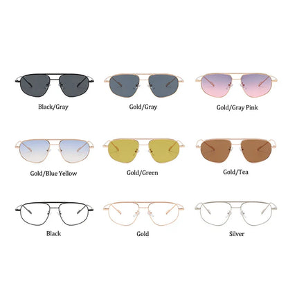 Classic Metal Sunglasses for Men and Women 2022 - Luxury Brand Trendy Square UV400 Shades