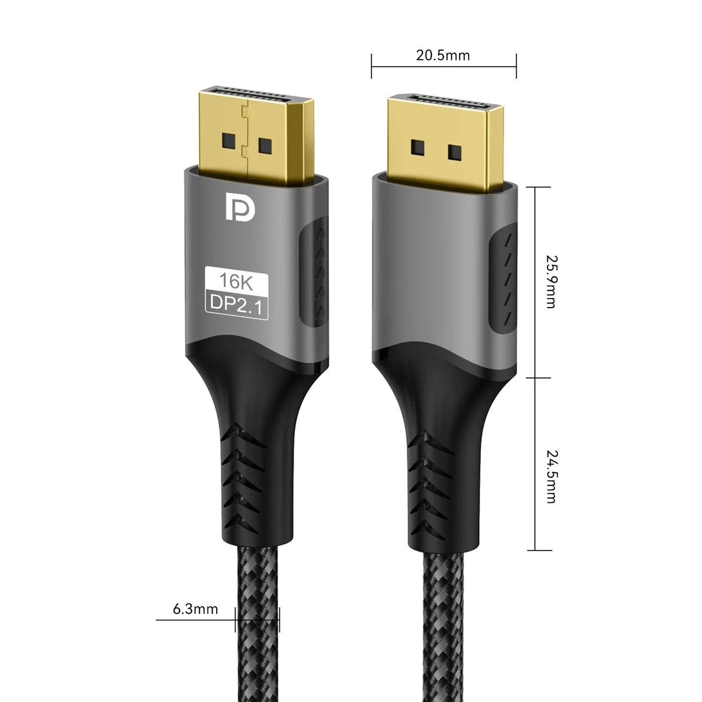 16K DisplayPort 2.1 Cable – 8K@120Hz, 4K@240Hz, 80Gbps HDR Video & Audio for Laptop, TV, Xbox, Projector, Gaming Monitor