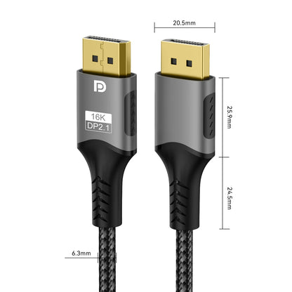 16K DisplayPort 2.1 Cable – 8K@120Hz, 4K@240Hz, 80Gbps HDR Video & Audio for Laptop, TV, Xbox, Projector, Gaming Monitor