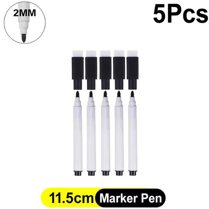 Magnetic Dry Erase Markers with Eraser Caps - Black Whiteboard Pens for School, Home and Office