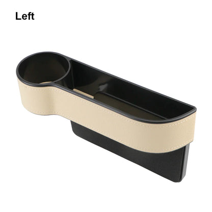 Car Seat Gap Organizer – Leather Auto Crevice Storage Box with Cup & Phone Holder, USB Option