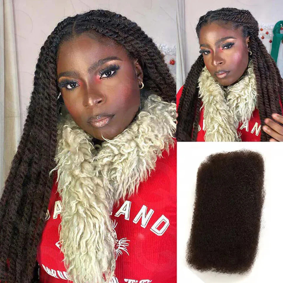 Black Pearl QVR Peruvian Kinky Curly Human Hair – 50g Afro Mini Twist Braiding Bundles 100% Remy Hair Extensions
