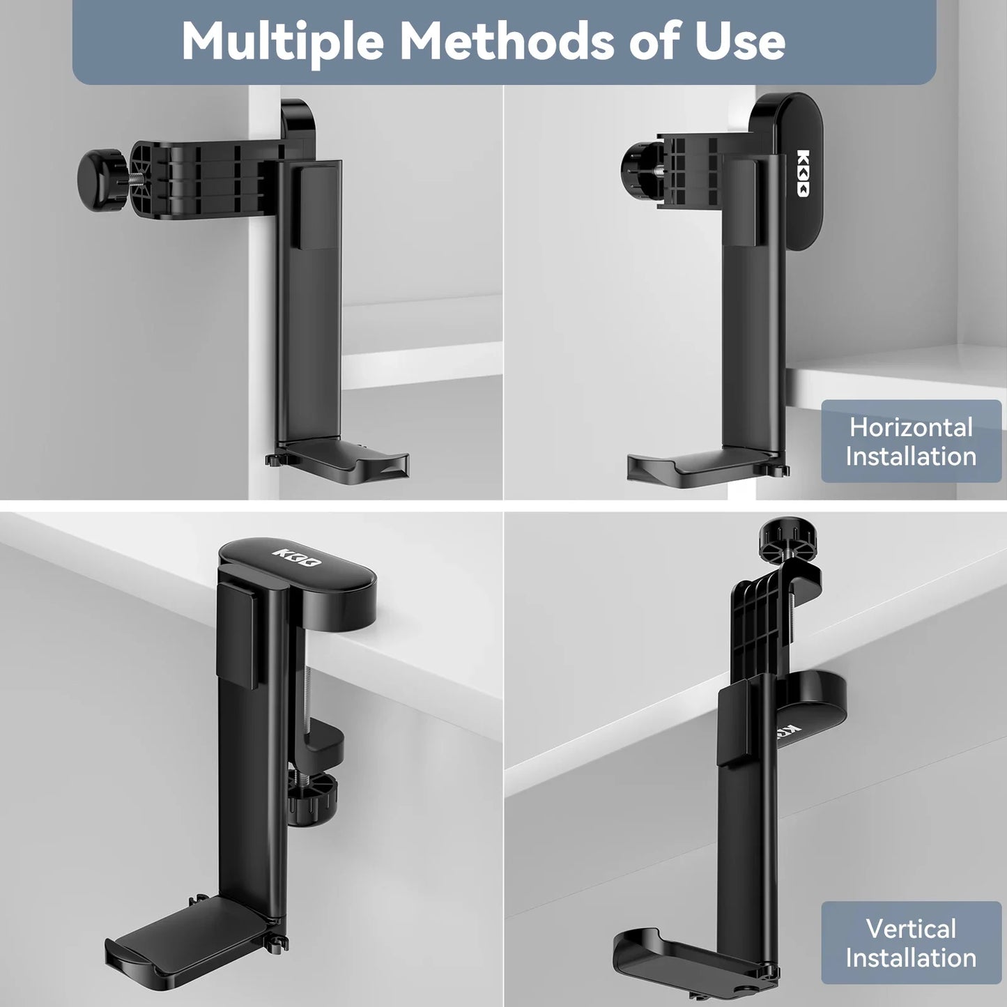 3-in-1 Rotatable Headphone Holder - Under Desk Clamp with Replaceable Cup Holder, Universal Controller and Headset Stand