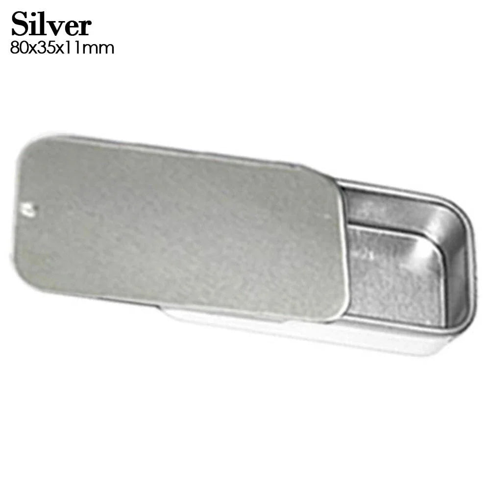 Metal Rectangular Mini Tin Box – Hinged Push-Top Candy, Pill & Small Storage Container