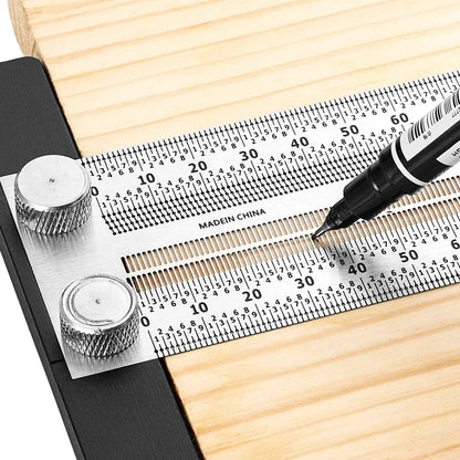 High Precision T-Type Scale Ruler – Stainless Steel Woodworking Scribing & Marking Gauge Carpenter Measuring Tool