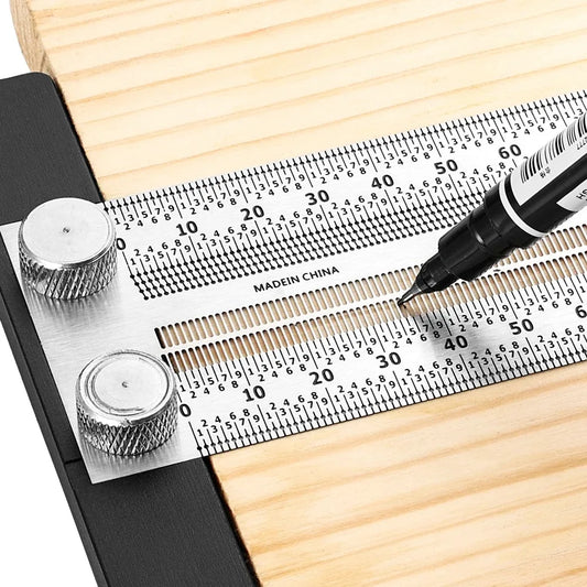 High Precision T-Type Scale Ruler – Stainless Steel Woodworking Scribing & Marking Gauge Carpenter Measuring Tool