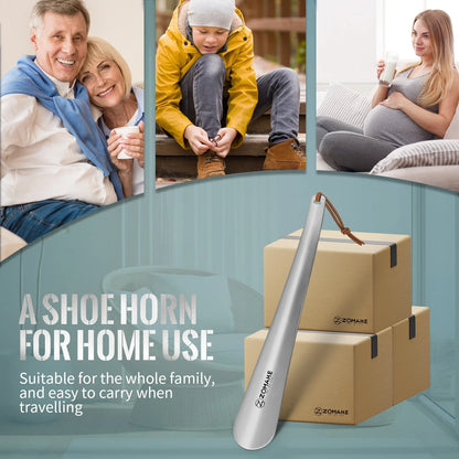 11.8 Inch Metal Shoehorn – Long Handle Stainless Steel Shoe Lifter for Seniors, Men, Women & Kids