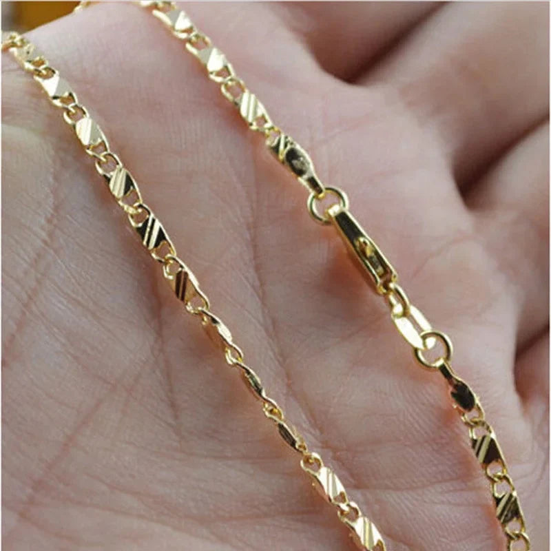 Exquisite 18K Gold-Filled Necklace for Men & Women – 16-30 Inch Fashion Jewelry Chain